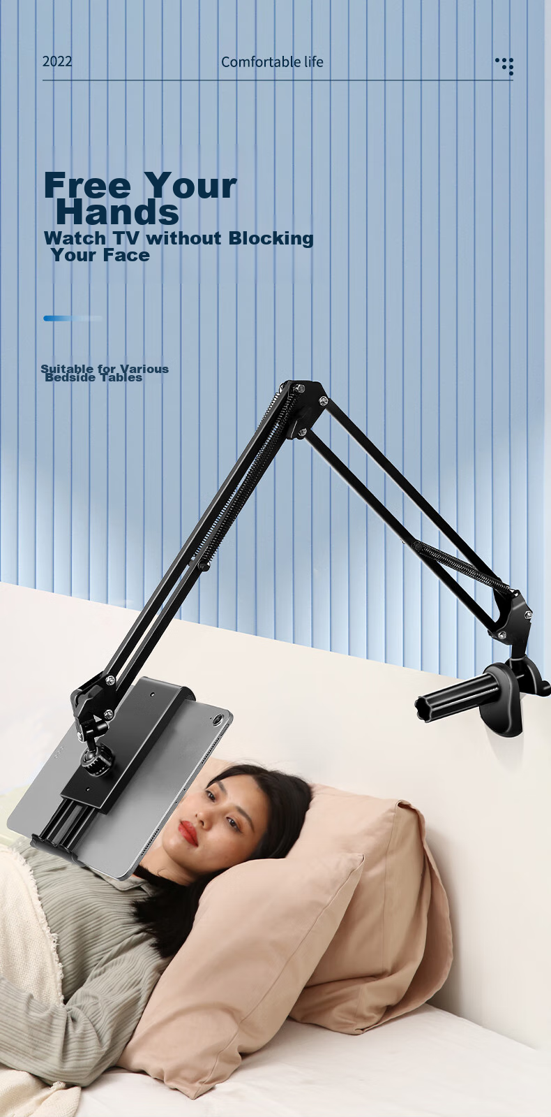 BIAZE [Ultra-Stable] Tablet Stand, Phone Holder for Online Classes And Live Streaming, Bedside Armrest Desktop Overhead Shooting Support Foldable Stand Suitable for Phones/iPads/Tablets 6