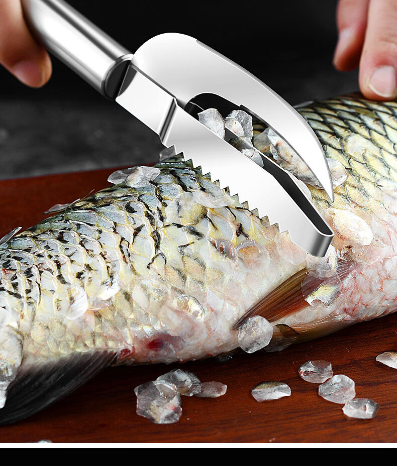 Dipuer 304 Stainless Steel Fish Scale Remover Tool, Fish Scale Scraper, Fish Scale Removal Tool, Fish Scale Brush, Household Multi-Functional Fish Cleaning Knife 6