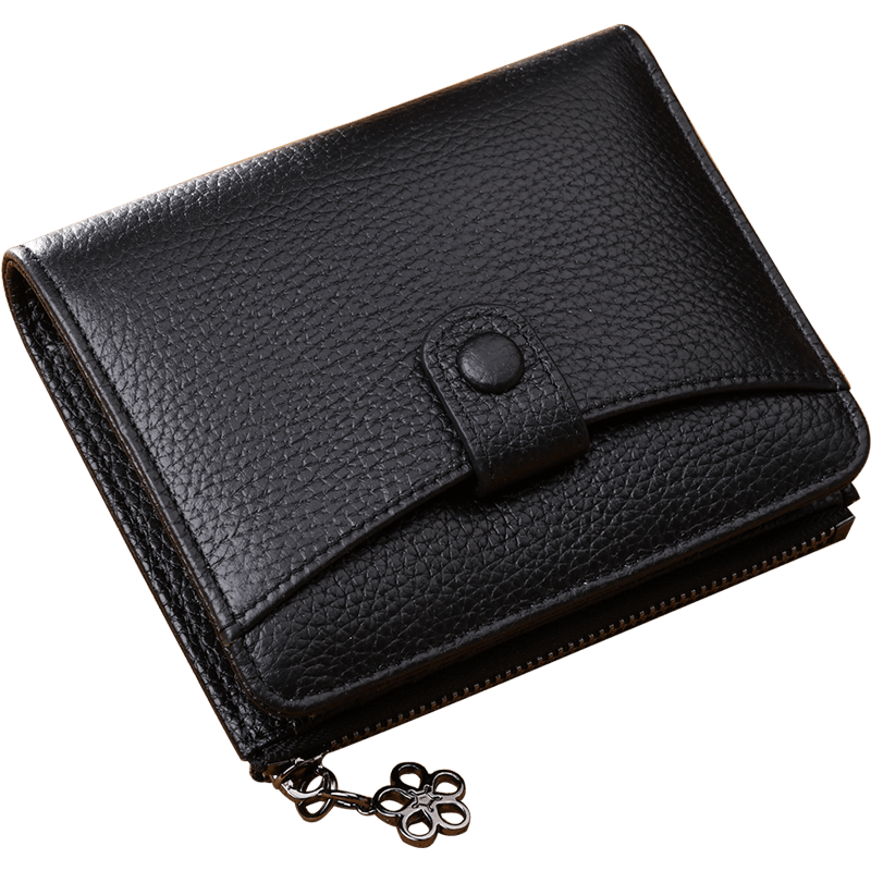 Viney Top-Grain Leather Women's Wallet, Short Foldable Zipper Coin Purse, Multi-Card Slots, Multifunctional Wallet, Card Holder, ID Holder