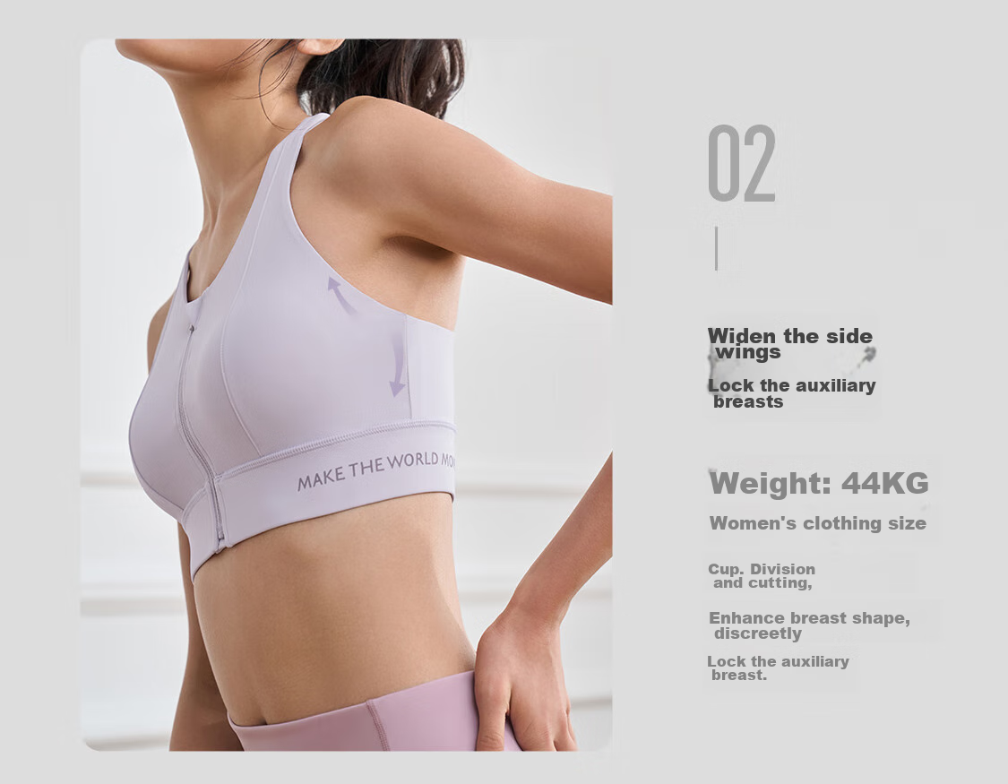 Keep Front Zipper Easy-To Sports Bra for Women, High-Intensity Shock-Absorbing Vest-Style Bra 12405 Oxygen Purple L 9