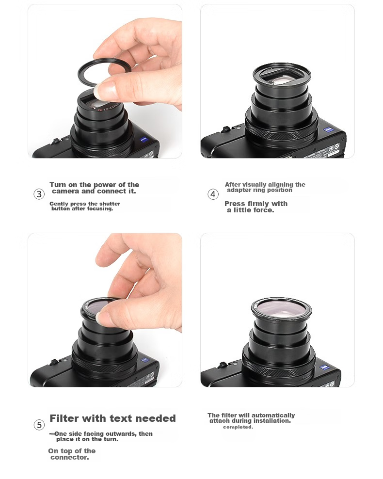 Kase Sony RX100 Black Card M7 M6 M5, Ricoh GR4 GR3, Panasonic Lx10 MCUV Lens, Protective Filter, Magnetic MCUV Lens + Adapter Ring 17