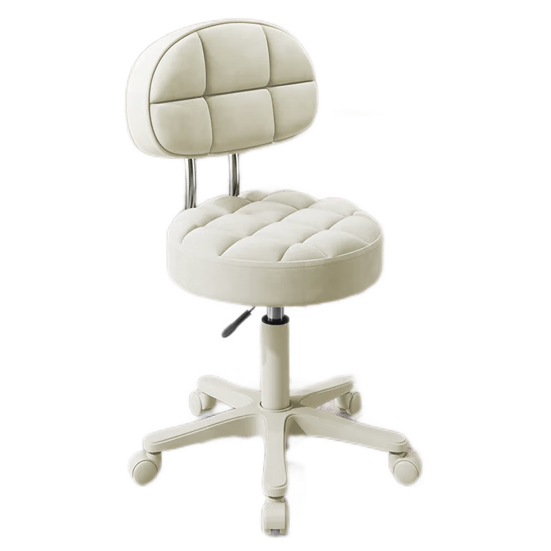 Huakaizhi Xing Stool Bar Chair Home Adjustable Height Swivel Chair Rotating Beauty Salon Stool Front Desk Wheeled Round Stool BY651 White Backrest