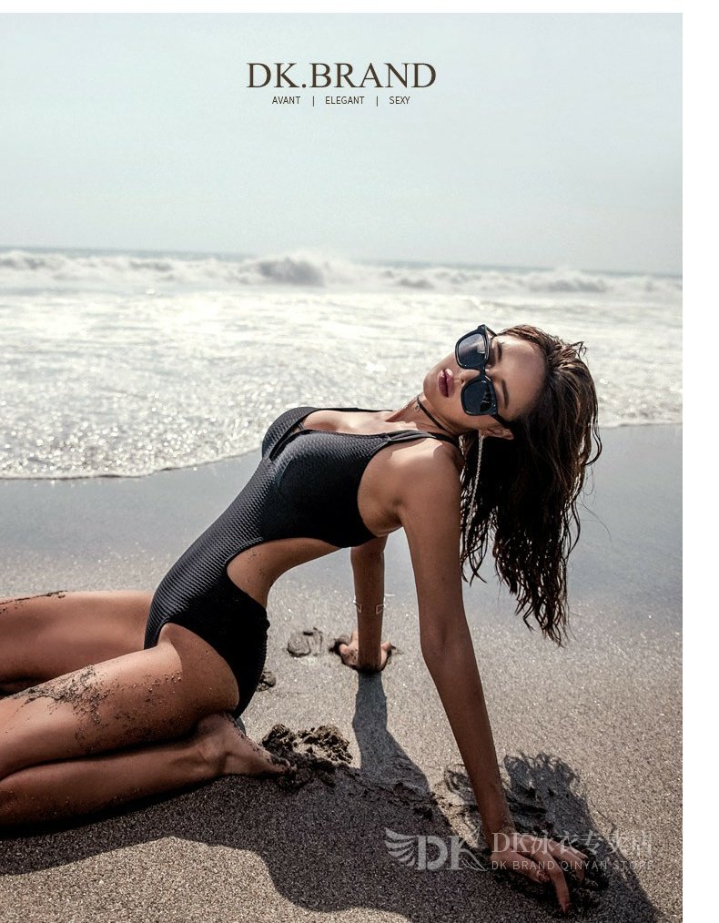 DK Swimsuit for Women, Sexy Small Chest One-Piece Bikini, Conservative Tummy-Covering Slimming Korean Hot Spring Swimwear, Black, L 1
