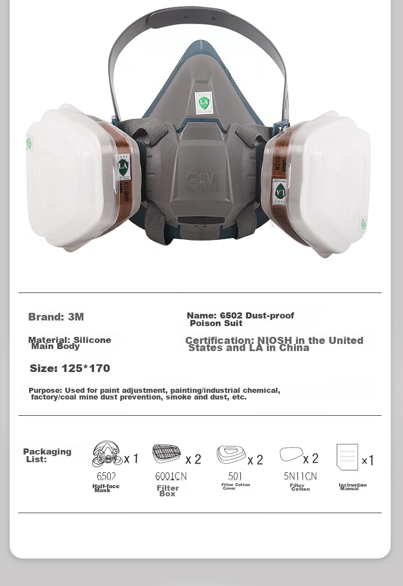 3M 6502+2097 Silicone Dust And Toxic Gas Mask Respirator for Breathing Protection Against Particulates, Organic Vapors, And Odors 2