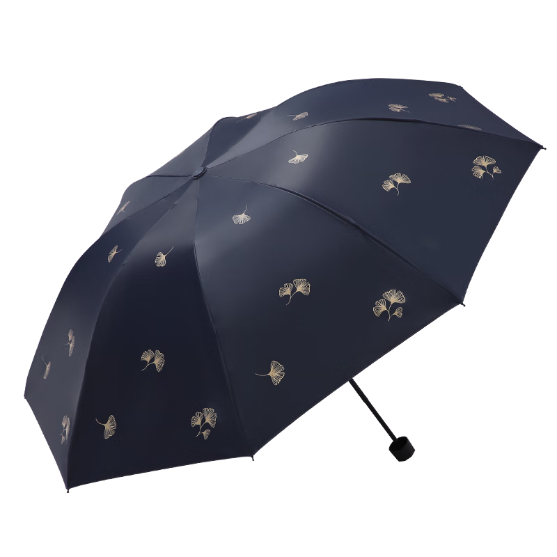 Tiantangshan UV Protection Umbrella, Three-Fold, Black Gel Sunscreen Umbrella for Rain And Shine, Midnight Blue