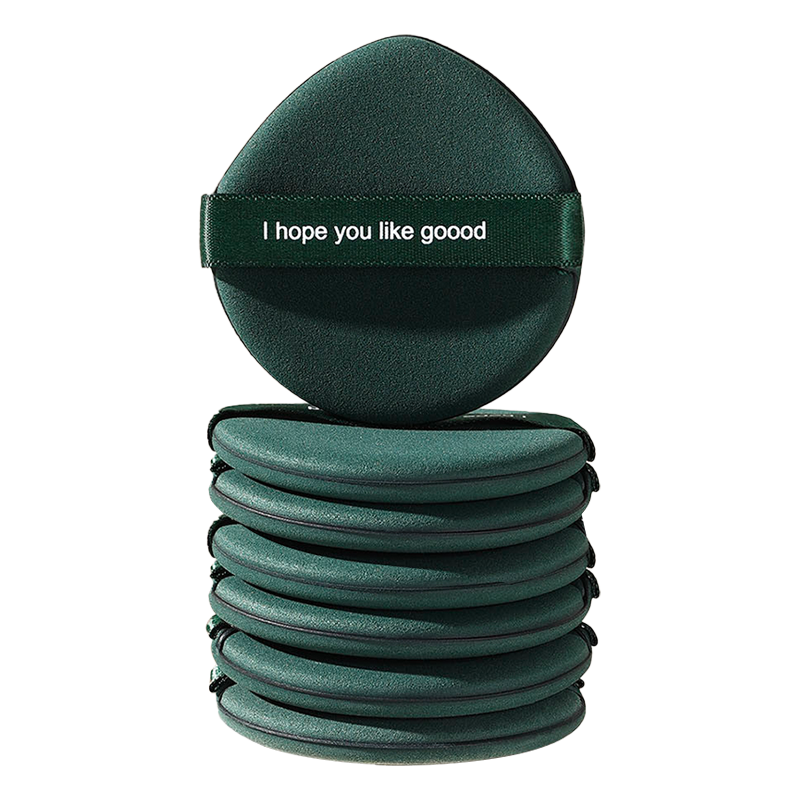 Jianyingshu Water Drop-Shaped Air Cushion Powder Puff 7-Piece Set (Matcha Color), Comes with Storage Box, Beauty Blender Powder Foundation Cake Dry Puff