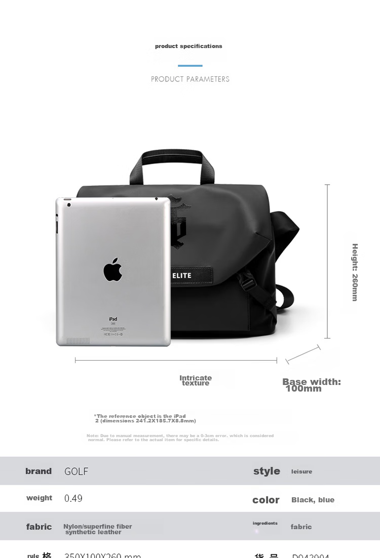 GOLF Shoulder Bag for Men, Trendy Large Capacity Crossbody Bag, Water-Resistant Casual Lightweight IPad Bag, Fashionable Sports Messenger Bag 16