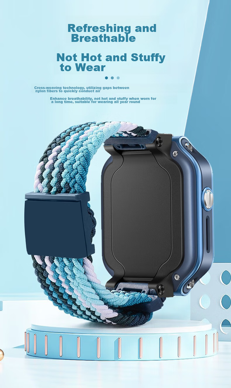 KMaxAI Magnetic Elastic Watch Strap Compatible with Huawei Children's Smartwatches 5/4 Pro/3 Pro/3S Dopamine Sports Watch Band, Woven Single Loop Wristband, Denim 8
