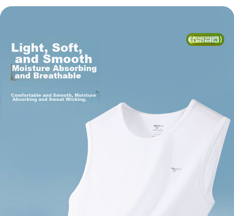 SEPTWOLVES Men's Sports Wide-Shoulder Tank Top, Casual Cotton-Modal Round Neck Versatile Athletic Undershirt for Home Wear 6