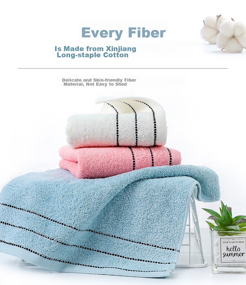 Grace Pure Cotton Towels, Adult Home Use Lint-Free Xinjiang Cotton Bath Face Towels for Men And Women, 3-Pack Sports Towels 2