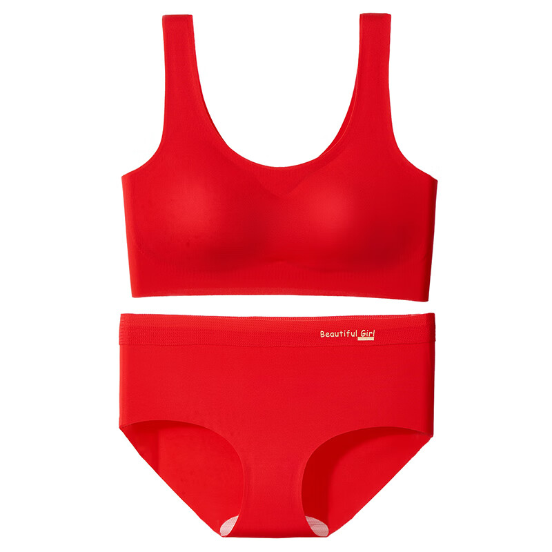 LangSha Girls' Red Underwear Set Children's Panties Student New Year Developmental Year of the Horse Lucky Lingerie Bra Set