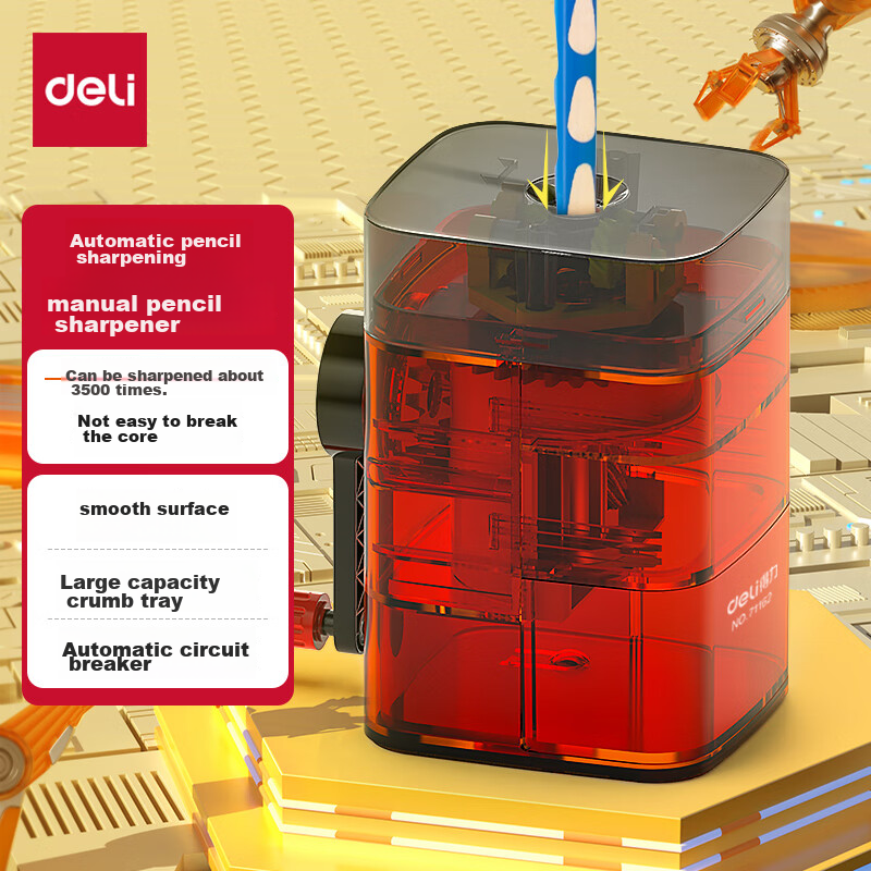 Deli Vertical Automatic Pencil Sharpener, Automatic Core Removal, Pencil Sharpener, Student Exam Stationery, Children's Birthday And Graduation Gift for Boys And Girls