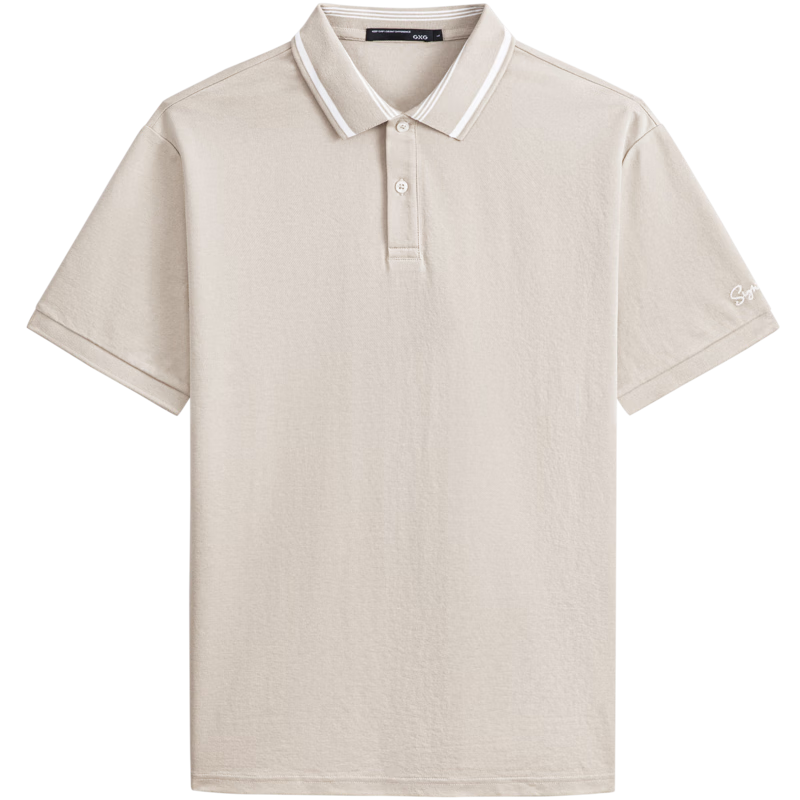 GXG Men's Clothing, Summer Multi-Color Men's Embroidered Polo Shirt with Collar, Short Sleeve, Khaki, 180/XL