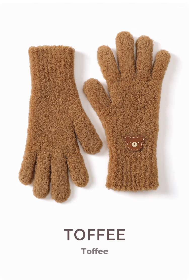 JIUMU Tuscany Wool Warm Gloves for Women, Winter Thickened Cold-Proof Knitted Woolen Gloves 14
