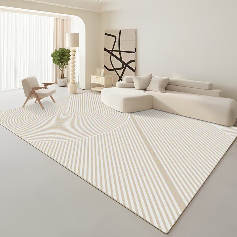 MOON TIME Belgian Velvet Living Room Carpet, Skin-Friendly Non-Slip, Scroll Pattern, Cream Style, 160*230cm 2