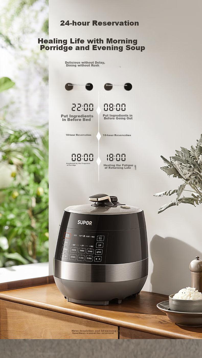 SUPOR 0 Coating Ball Pot Electric Pressure Cooker, 6L Double Inner Pot, Fully Automatic Intelligent Reservation, Home Use, SY-60YC6011Q Rice Cooker High-Pressure Cooker for 6-8 People 17