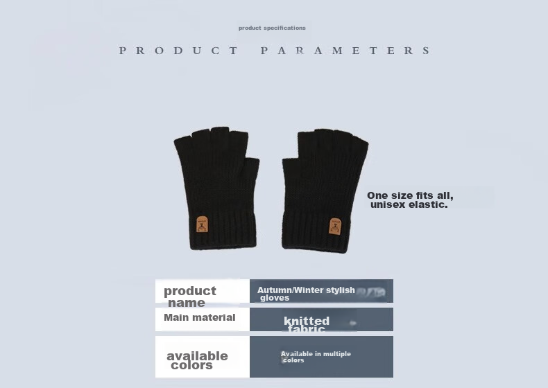 HAOGUAN Wool Knit Fingerless Gloves for Men, Autumn And Winter, for Students, Writing, Typing, Cycling, Touchscreen Use, Warm, Semi-Fingered, Elastic 3