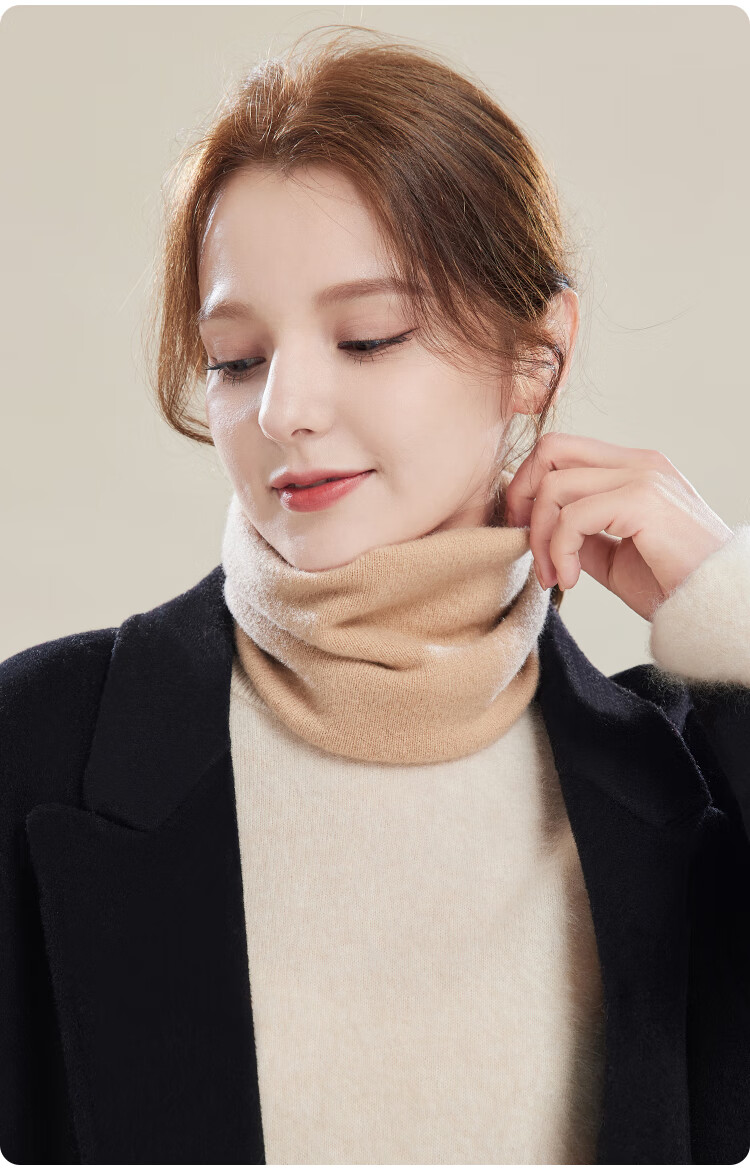 JIUMU 100% Cashmere Warm Neck Gaiter for Women, Autumn And Winter Thickened Cold Protection Neck Warmer, Winter Outdoor Scarf for Wome 18