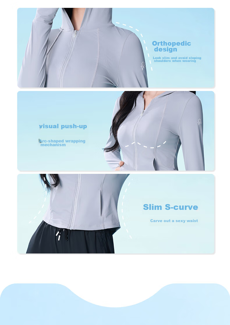 CAMEL Slim-Fit Original Yarn Sun Protection Clothing for Women, UV-Resistant Breathable Sun Protection Garment [Camellia Series], 2XL 6