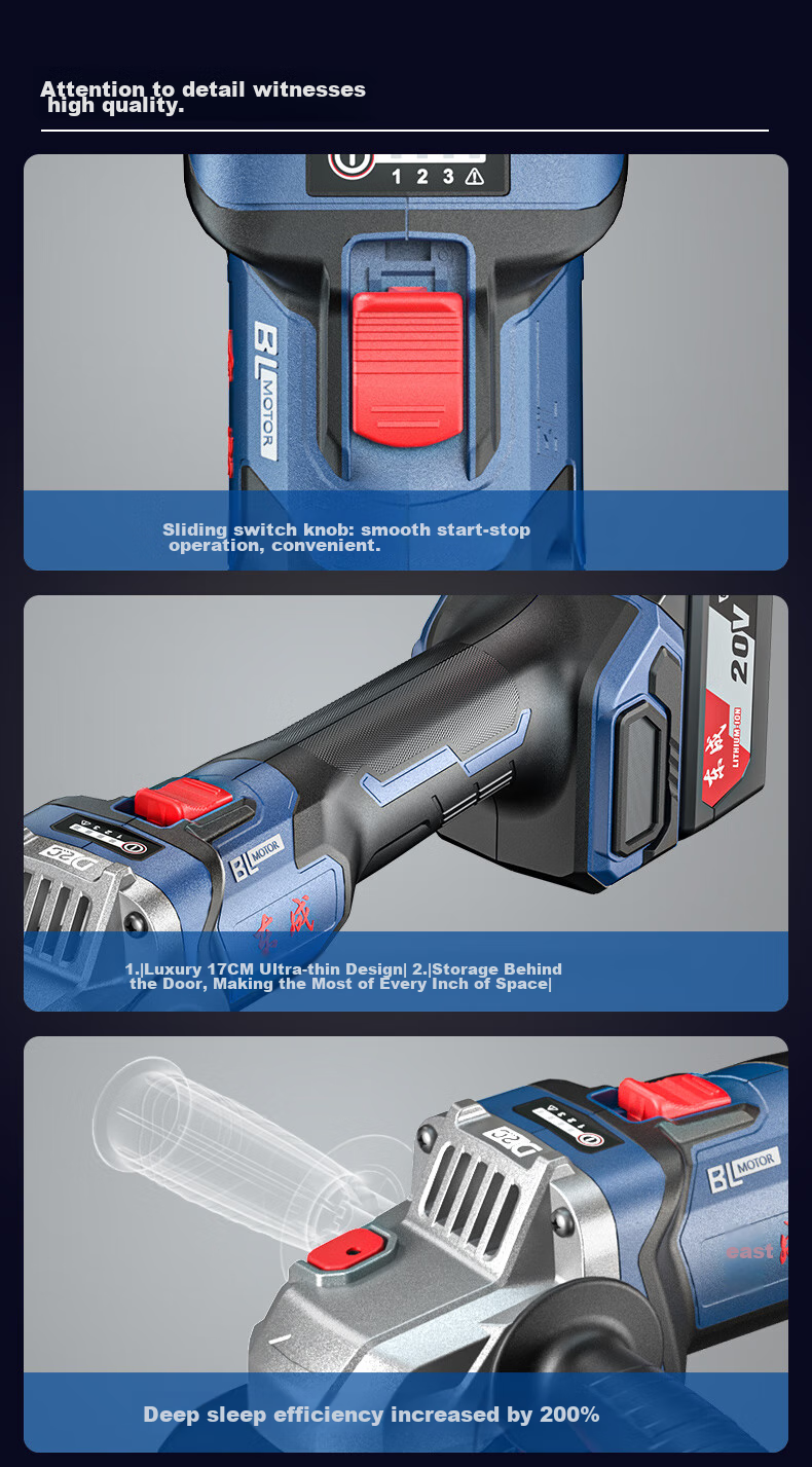 Dongcheng Brushless DCSM04-100E Cordless Angle Grinder, Lithium Battery Grinding Machine, Cutting Machine, Polishing Machine, Household Hand Grinder 16