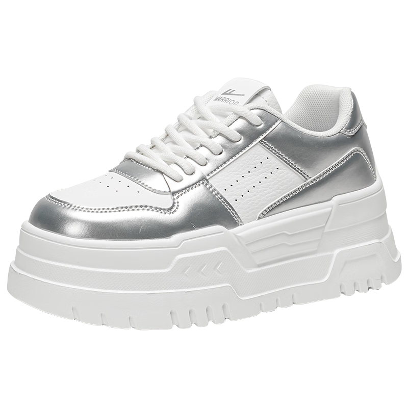 Huili White Sneakers for Women, Fashionable Versatile Canvas Shoes, Student Platform Heightening Lightweight Casual Soft-Soled Shoes for Women, Silver White, Size 40