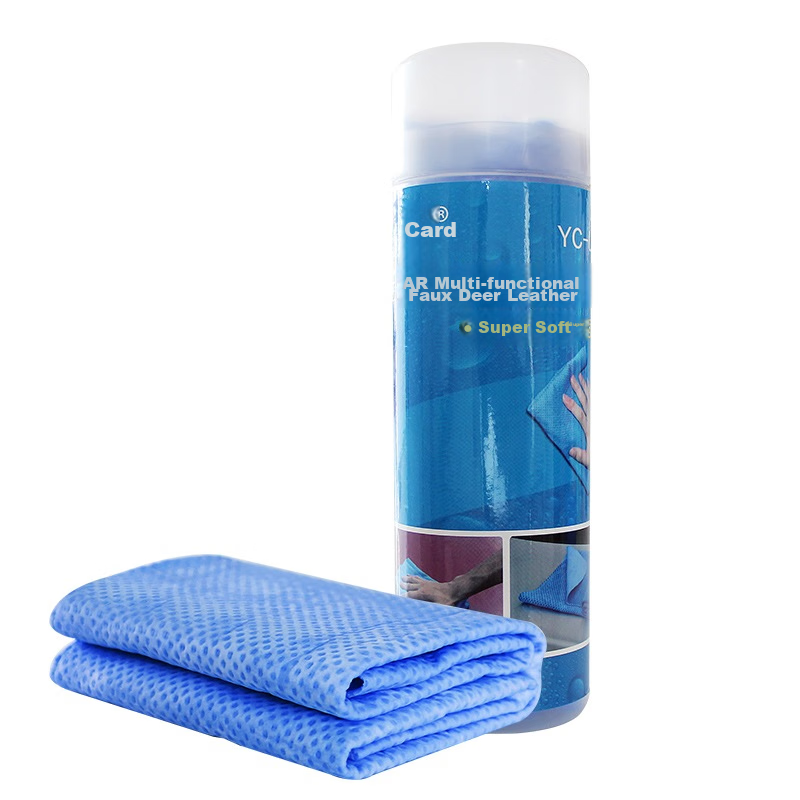 YUECAR Synthetic Chamois Leather Towel, Car Cleaning Cloth, Powerful Absorbent Car Drying Towel - Blue Large Size, 1 Pack