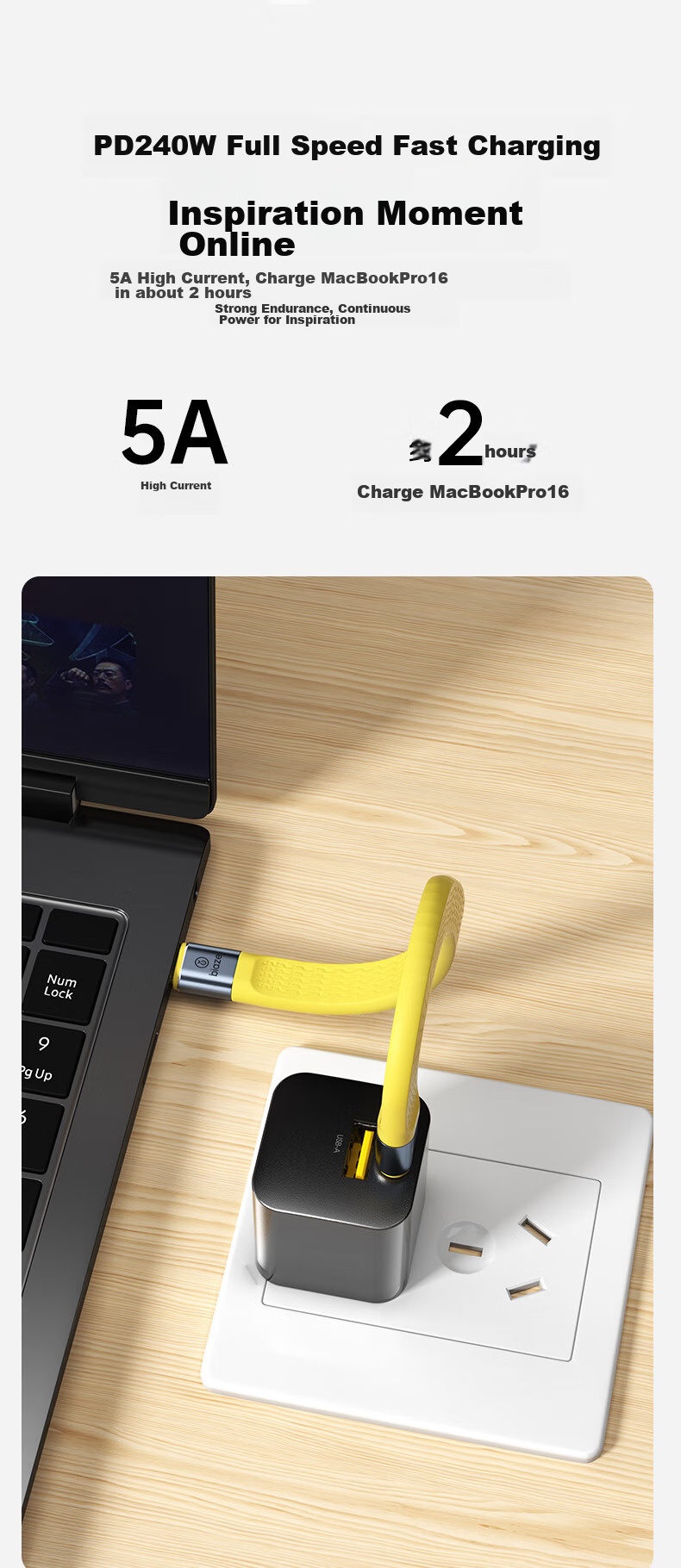 BIAZE USB4.0 Data Cable, Dual Type-C Thunderbolt 4 Full-Function Max Power Bank Short Cord, PD240W Fast Charging, Suitable for Apple And Huawei Phones, Laptops Charging Cable 11