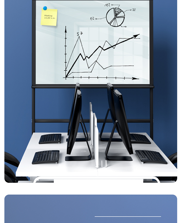 Deli Flagship Series H-Type Bracket Glass Whiteboard, 120*90cm, H-Type Magnetic Tempered Glass with Stand, Office Meeting Writing Board, Blackboard 8738 8