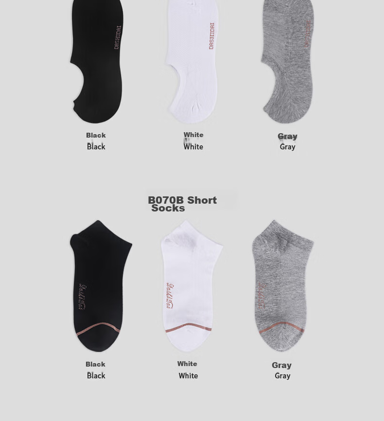 Dashidai Official Antibacterial Deodorizing Socks, Unisex Sports Socks, Cotton Socks with Antibacterial And Sweat-Absorbing Properties, B070C Long Socks, 2 Black, 2 White, 2 Gray 27