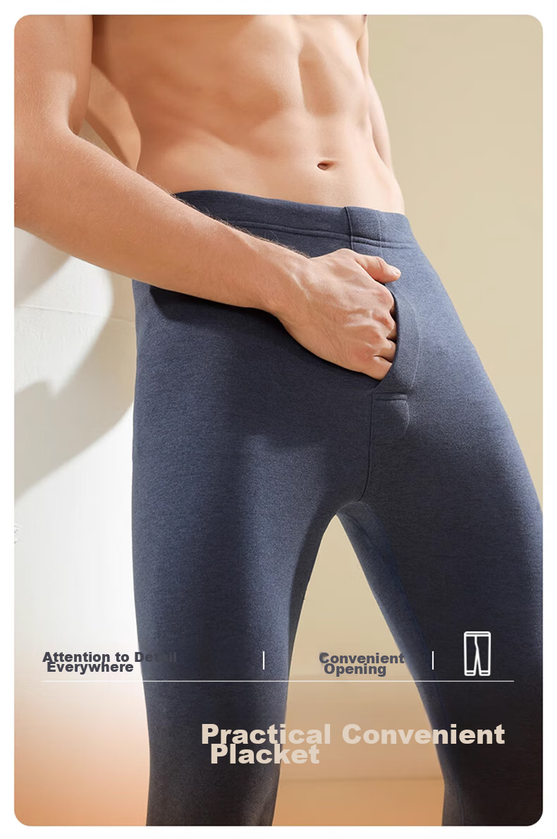 LangSha Men's Thermal Underwear, 2026 Autumn And Winter New Product, Warm Pants, Seamless Wool Silk 7A Antibacterial Base Layer Thin German Wool Pants 15