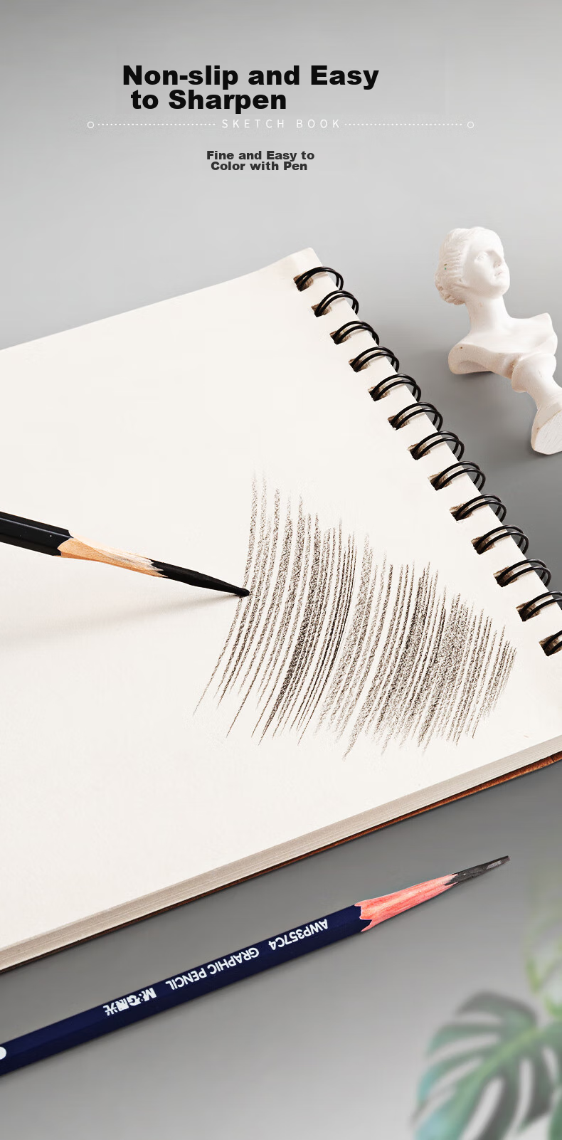 M&G Stationery A4/40 Sheets 110g Kraft Sketchbook, Art-Specific Drawing Pad for Sketching And Doodling, Vertical Flip for Beginners' Practice, Back-To Gift, MA4464 6