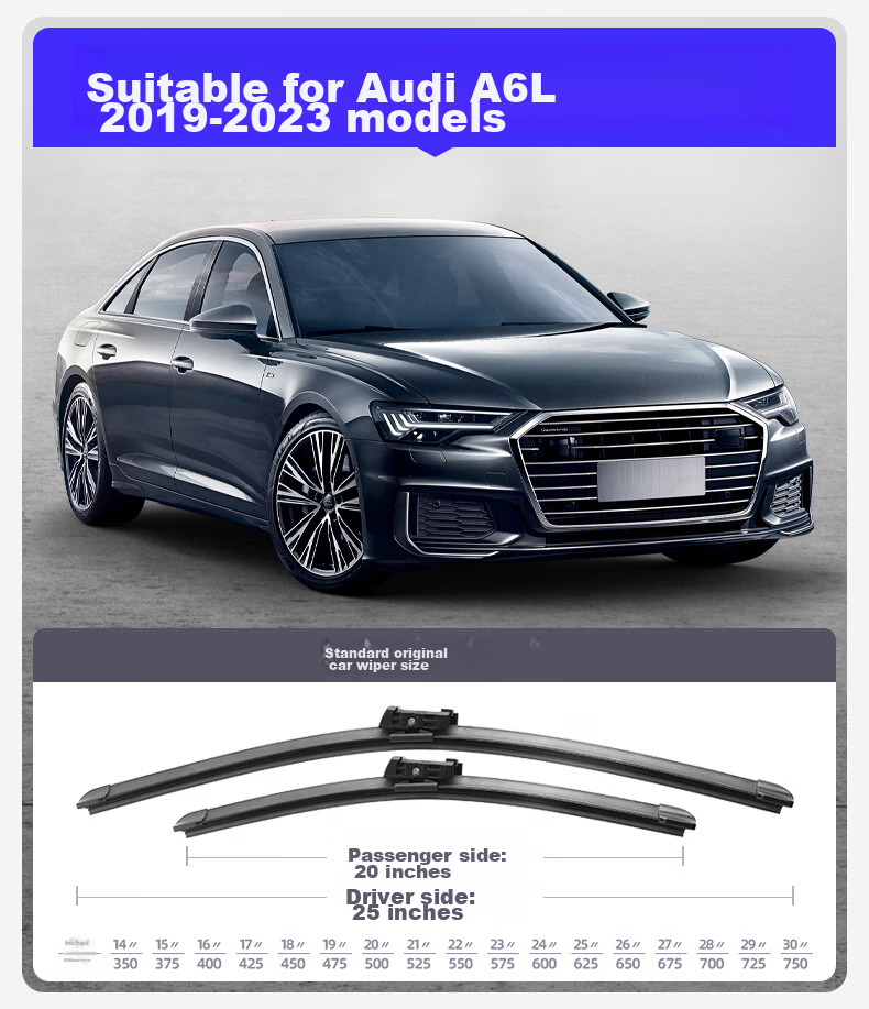 Paisu Audi A6L Windshield Wipers, Original Factory Boneless Wiper Blades, Rubber Strips for 2019-2026 Models, 2020 And 2021 Models, 25+202 Pairs 1