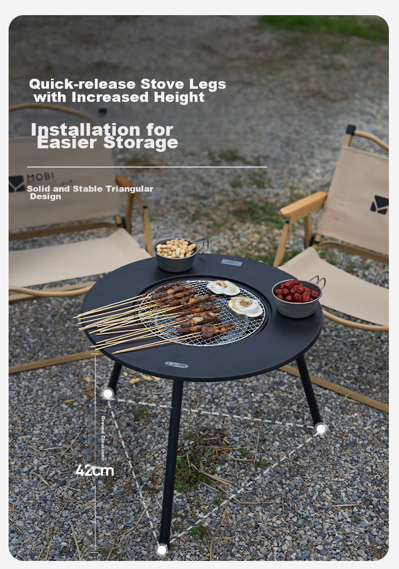 MOBIGARDEN Tea Stove, Outdoor Camping BBQ Grill, Indoor Heating Fire Pit Table, NX24688002, Obsidian Black 6