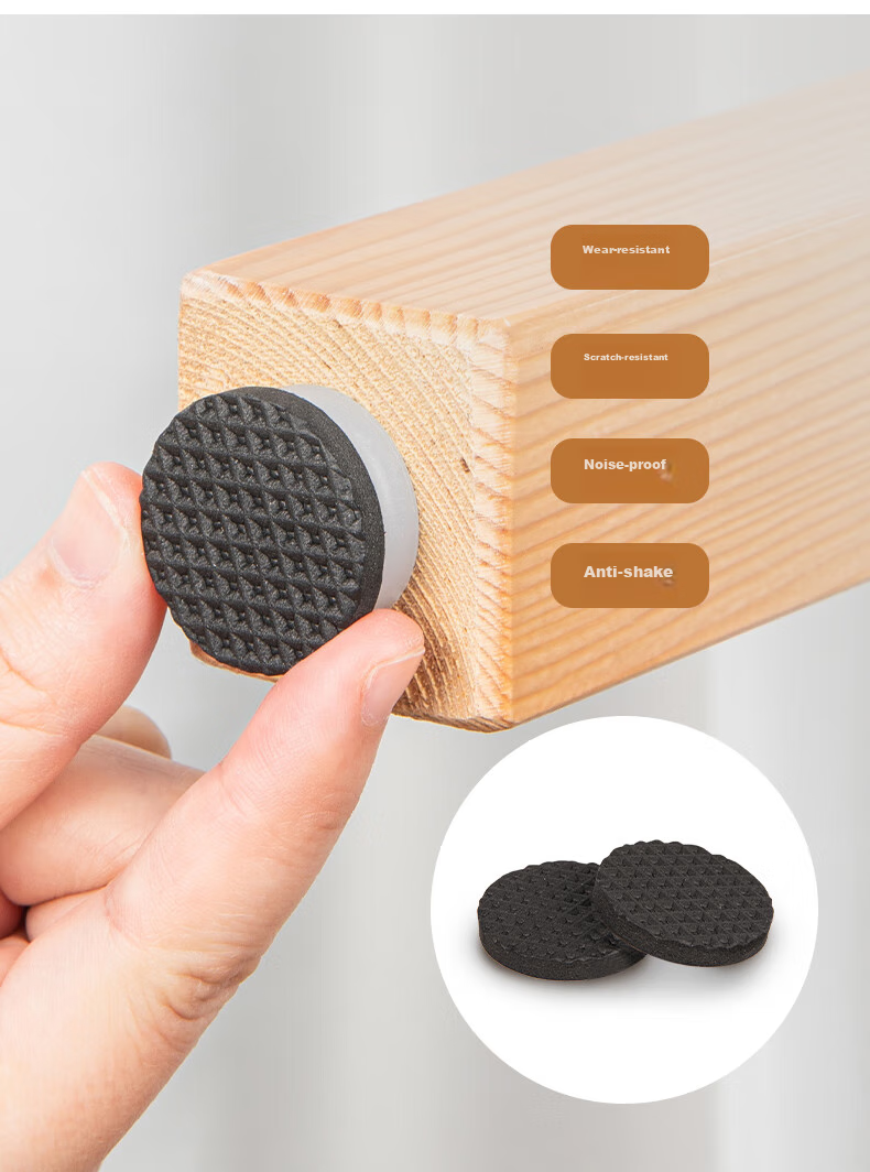 Deli Tape Pad for Table And Chair Legs, EVA Self-Adhesive Non-Slip Protective Mat, Multifunctional Home Noise Reduction Wear-Resistant Anti-Scratch, Round 18 Pieces (Φ2.8cm*4mm) 30480 4