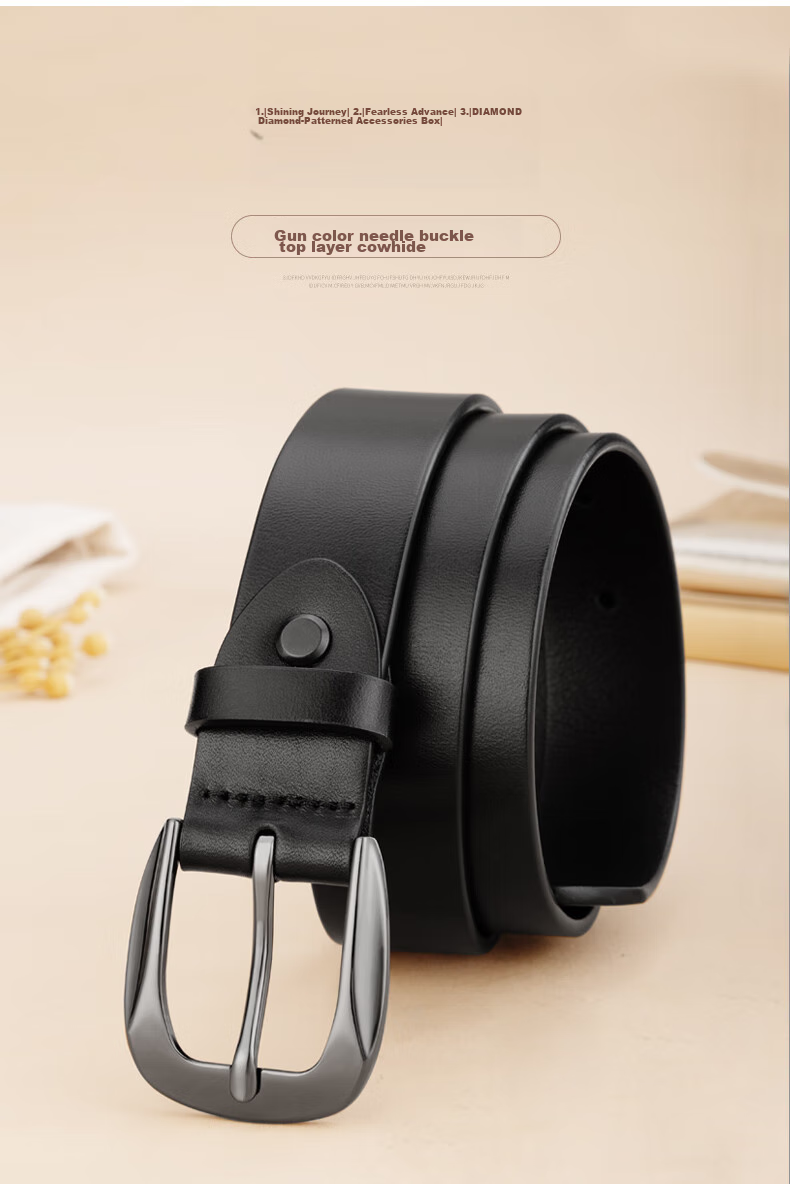 Cattlesboss Women's Belt, Top-Grain Leather, Simple And Versatile, Decorative Accessory for Jeans, 5335, Black, 105cm 1