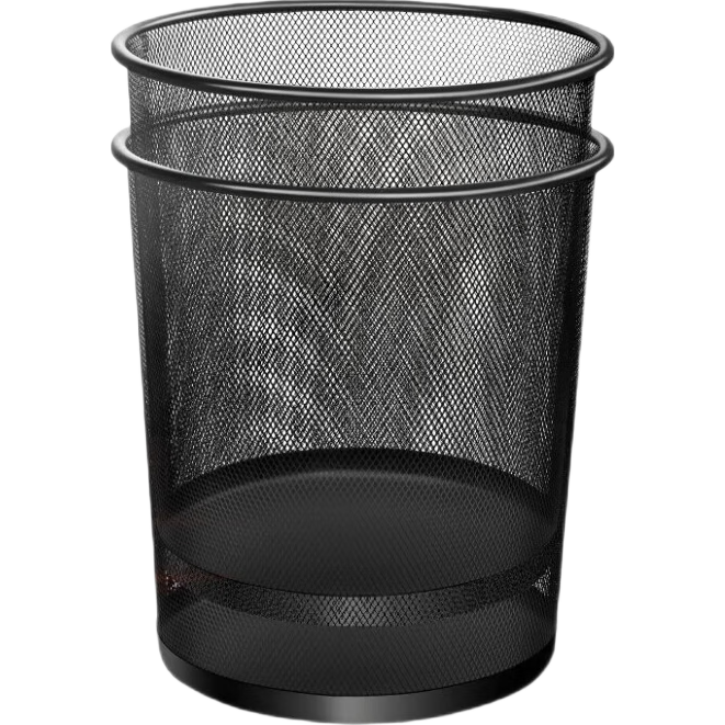 Baijiahaoshi Metal Mesh Trash Can without Lid, 12L Black, for Home Living Room Bathroom Bedroom, Wire Mesh Office Wastebasket, 2 Pieces
