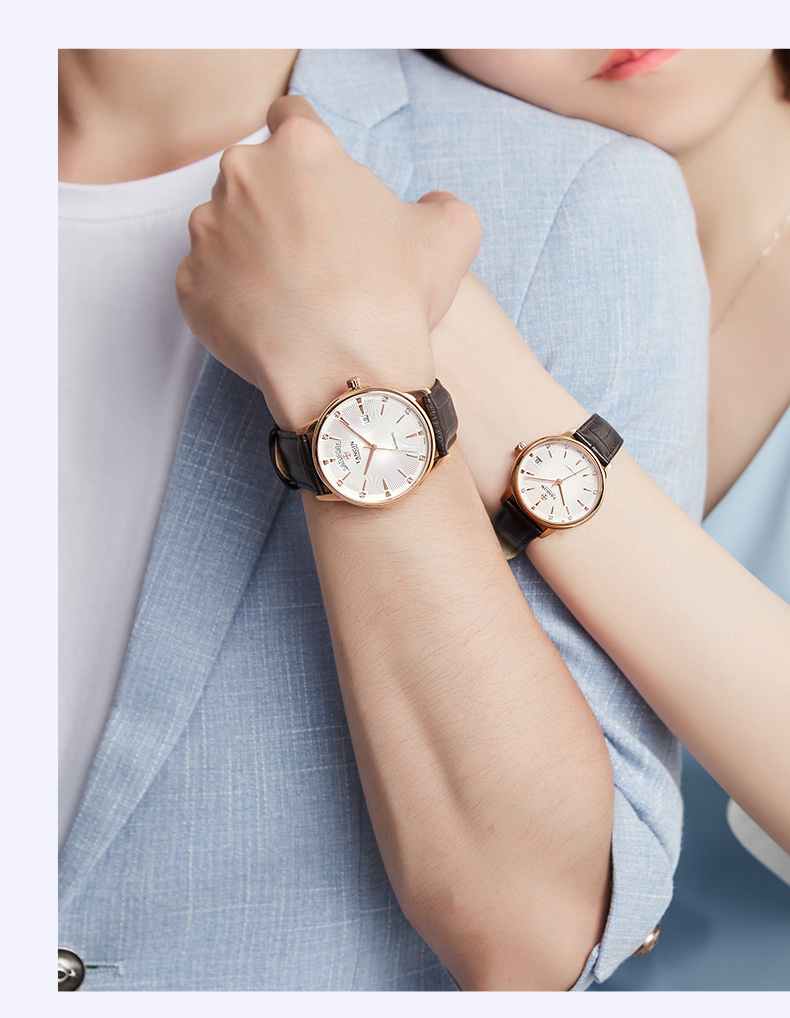 TANGIN Imported Swiss Watch, Xixin Series Leather Strap Mechanical Couple's Watch, Swiss Watch T7025GLHWFSB 10