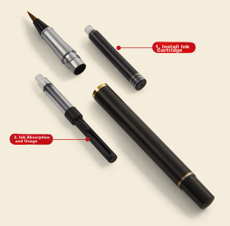 Liupinshuyuan Soft Pen Fountain Pen-Style Brush Pen with Refillable Soft Tip Wolf Hair Brush Portable Small Regular Script Calligraphy Brush for Sutra Copying And Fine Writing, Delicate Art Brush Gift Pen Calligraphy Brush 6