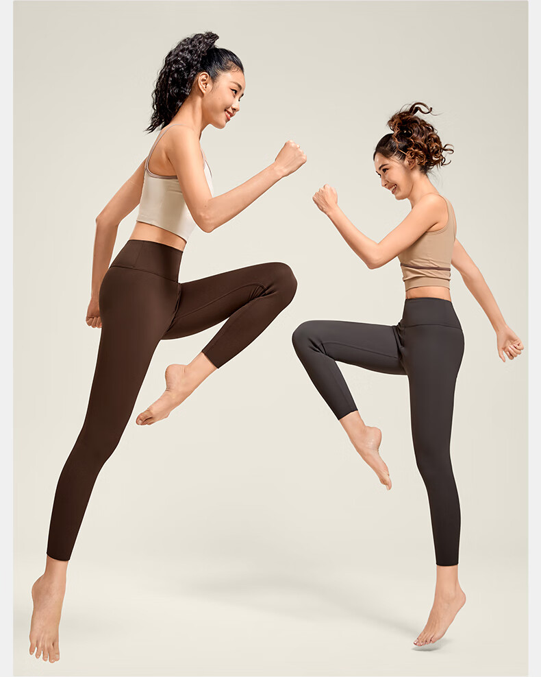 VFU Fleece-Lined Yoga Pants, Winter Warm Base Layer, Thick Windproof Sports Leggings, Ebony Brown, L 23