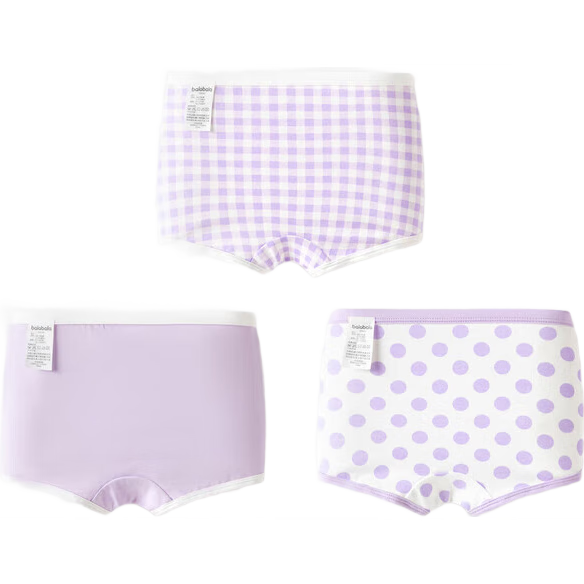 BALABALA Girls' Cotton Boyshort Underwear, Cute Triangle Briefs for Girls, No Wedgie, Three-Pack, 208924170009