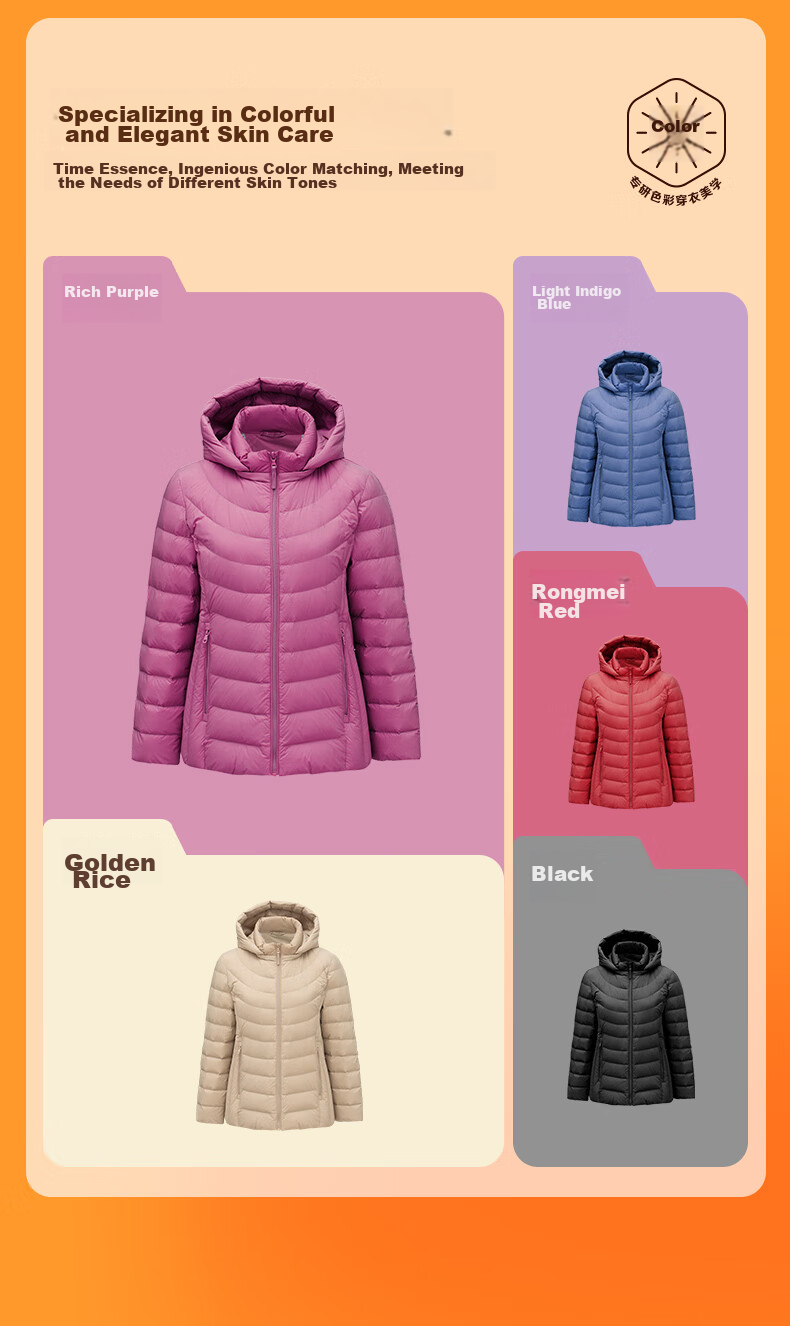 Tanboer Lightweight down Jacket for Women, Short Loose Fit with Detachable Hood, Autumn Warm Ladies' Coat TD236256, Lavender Purple, Size 175 17