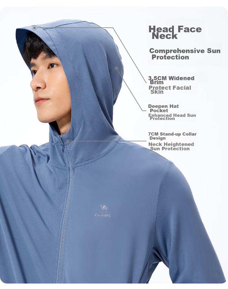 CAMEL Sun Protection Clothing for Men And Women, New Summer Outdoor Sports Wear, Original Yarn Cool-Feeling Sun Protection Loose Hooded Top Thin Jacket 9