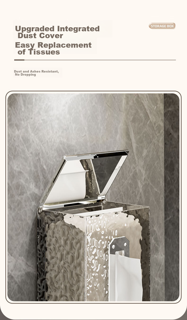 Bydoll Facial Tissue Storage Box, Wall-Mounted Anti-Drop PET Material Adhesive Holder for Bathroom And Living Room 7