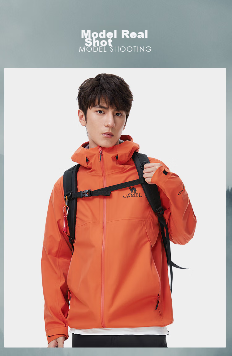 CAMEL Hardshell Jacket for Men And Women, Chinese Outdoor 3L Fully Sealed Waterproof Rainproof Orange Hiking Mountaineering Coat O189 21