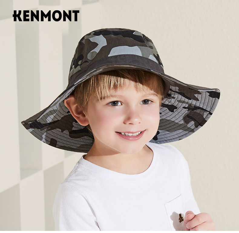 Kenmont Kids Spring Summer Sun Protection Wide Brim Bucket Hat UV Protection Camouflage Boys Hat KM-4885 1