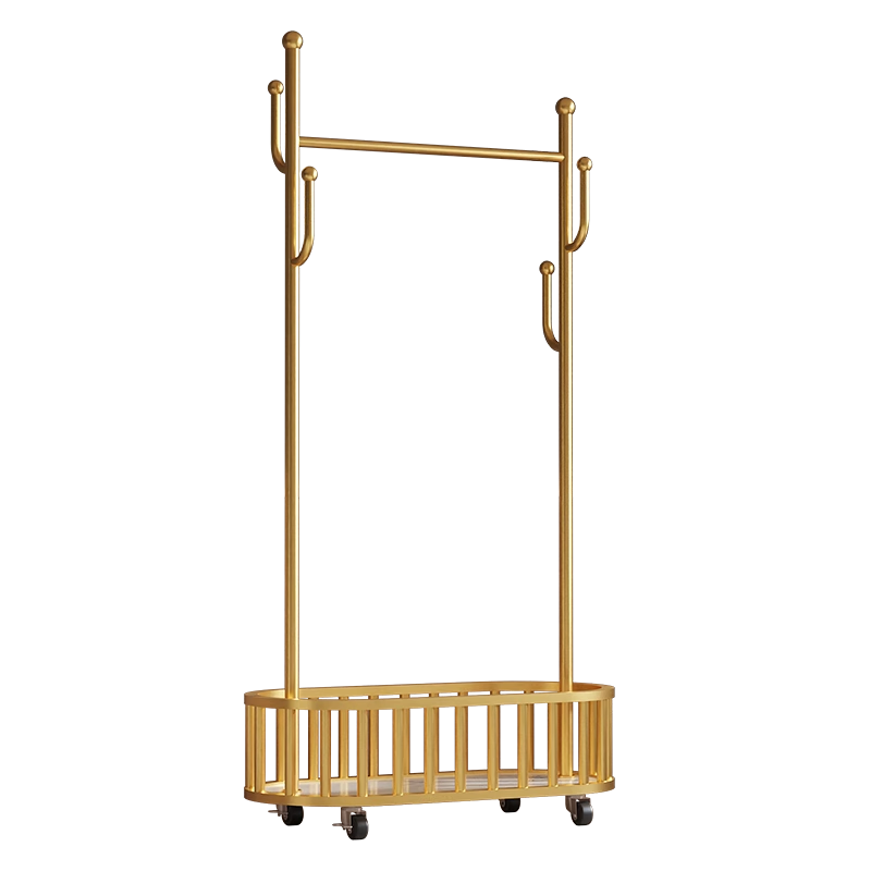 XIAOJIANGCAI Clothes Rack, Bedroom Hanger Stand, Floor-Standing Simple with Wheels, Mobile Indoor Drying And Storage Rack, Luxury Gold, 100cm