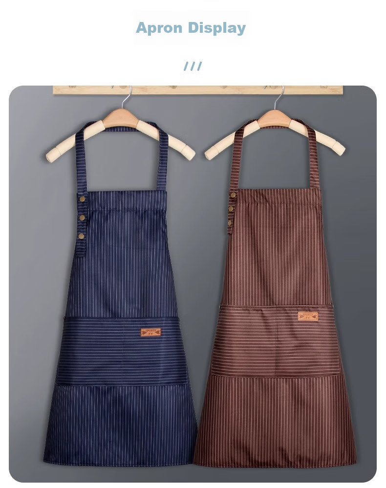 PINYU Apron, Kitchen Waterproof And Oil-Resistant, Household Cover-Up, Adjustable Workwear, Labor Protection, Housework, Cooking, Cleaning Master, Blue 11