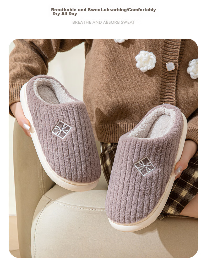 YUZHAOLIN Cotton Slippers for Men And Women, Winter Plush Warm Non-Slip Maternity Shoes, Home Cotton Shoes YR102 11