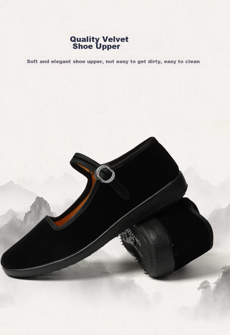 FOOTOPPO Old Beijing Cloth Shoes for Women, Soft-Soled Non-Slip Thick-Soled Elderly Women's And Middle-Aged Mom Shoes 2
