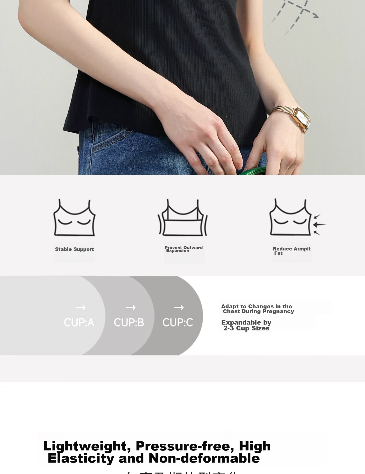 FENYE Fish Tail Nursing Camisole for Spring And Autumn Wear, Can Be Worn As Outerwear with Built-In Pads, No Bra Needed for Going Out Nursing Top, Black XL 13